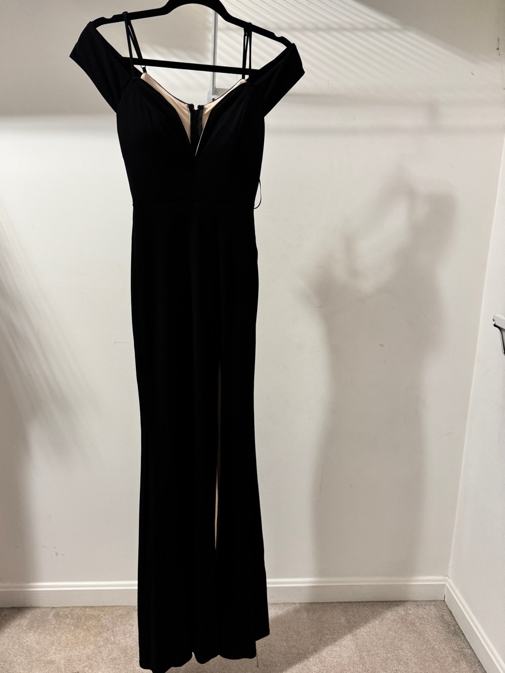 City Studio Black One-Shoulder Evening Gown with Nude Lining